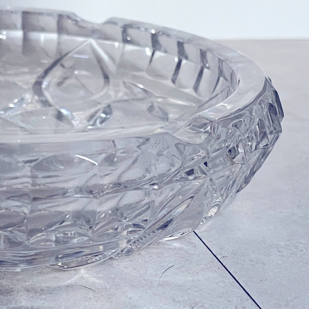 Large cut glass vintage ash tray